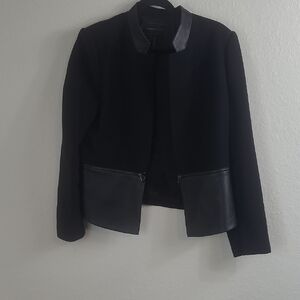 BCBGMaxAzria Black Blazer with Leather Details  Large Ptp 22 Lenght 22